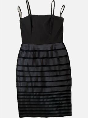 White House Black Market Black Striped Midi Sheath Dress